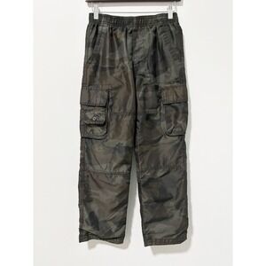 Wear First Cargo Pants Boys L 10-12 Green Camo Elastic Waist Mesh Lined Pockets